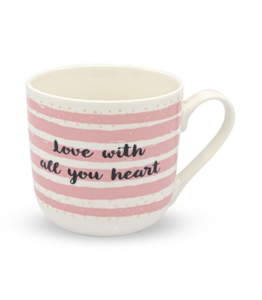 ماگ سرامیکی تپلی ابعاد 10×10 سانتی متر طرح Love With All Your Heart سفید