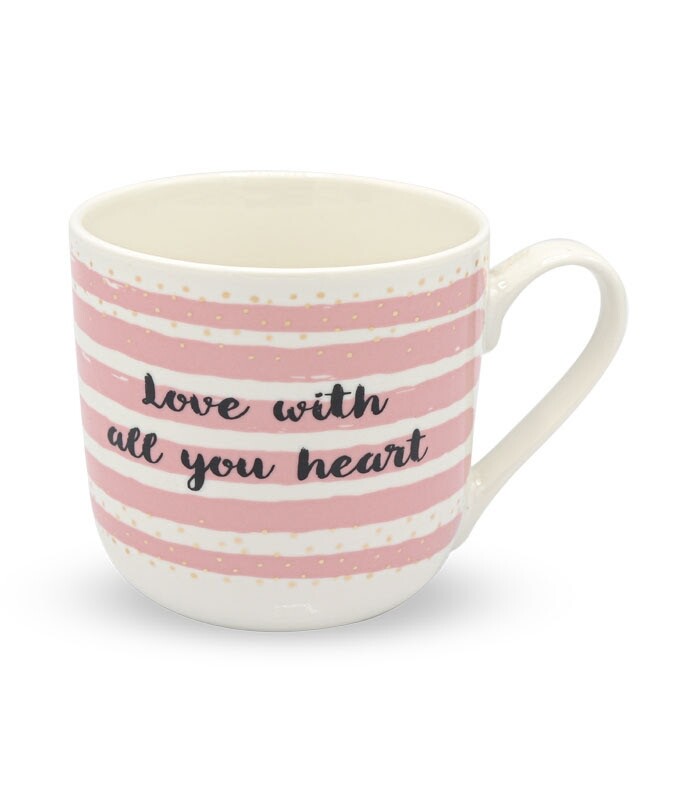 ماگ سرامیکی تپلی ابعاد 10×10 سانتی متر طرح Love With All Your Heart سفید