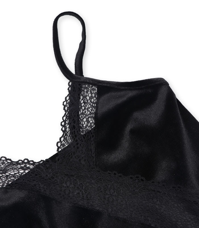 پیراهن بندی مخمل و گیپور Neev نیو کد 4606 مشکی Black