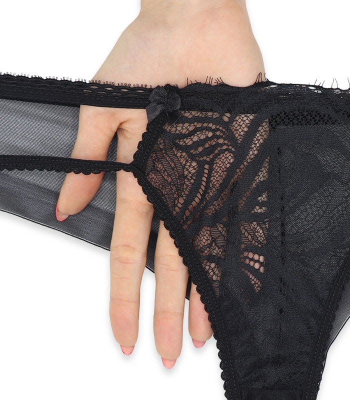 ست شورت و سوتین توری فنردار Barone بارون گلدوزی کد 345 مدل 051 مشکی