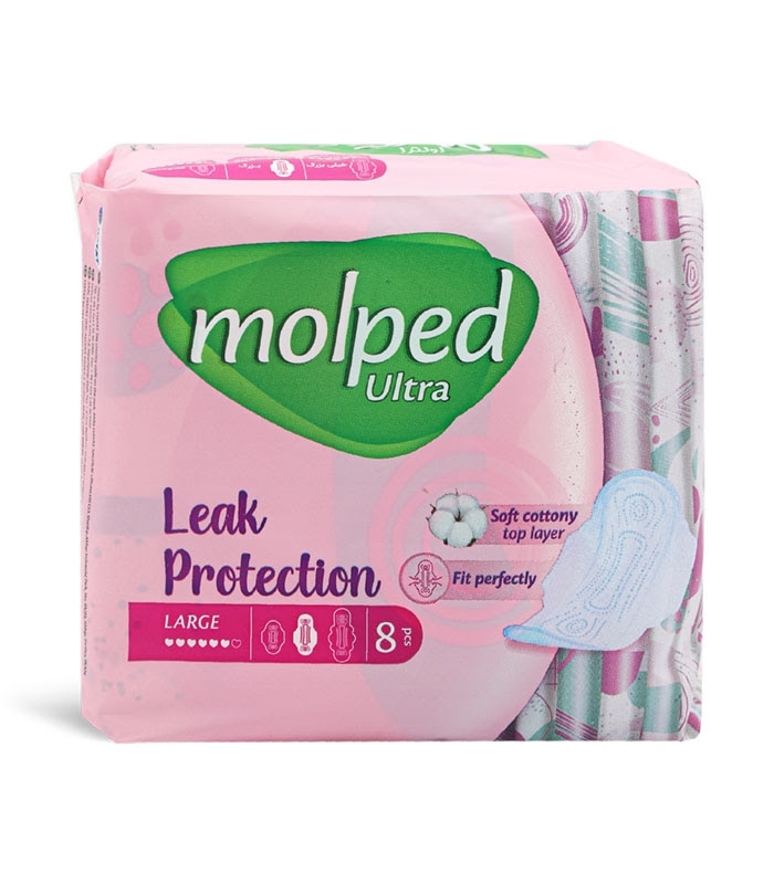 نوار بهداشتی بالدار خیلی نازک مشبک مولپد Molped مدل Ultra بزرگ کد 402 - بسته 8 عددی