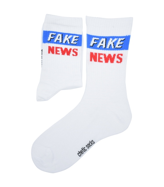 جوراب ساق دار Chetic طرح Fake News سفید