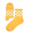 جوراب نیم ساق Chetic چتیک طرح نیمه شطرنجی زرد سفید