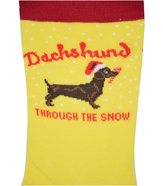 جوراب ساق دار Chetic طرح سگ سوسیسی زرد