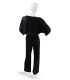 ست شلوار و کراپ Neev نیو مخمل راه راه کد Meissa 4609 مشکی Black