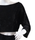 ست شلوار و کراپ Neev نیو مخمل راه راه کد Meissa 4609 مشکی Black