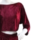 ست شلوار و کراپ Neev نیو مخمل راه راه کد Meissa 4609 زرشکی Dark Red