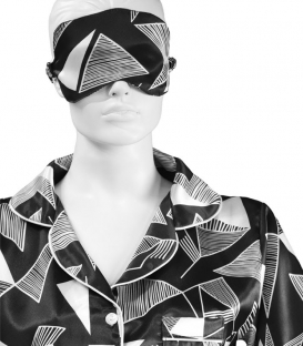 ست لباس خواب راحتی شلوار و بلوز و چشم بند ساتن Lorenza لورنزا کد 848 طرح مثلثی