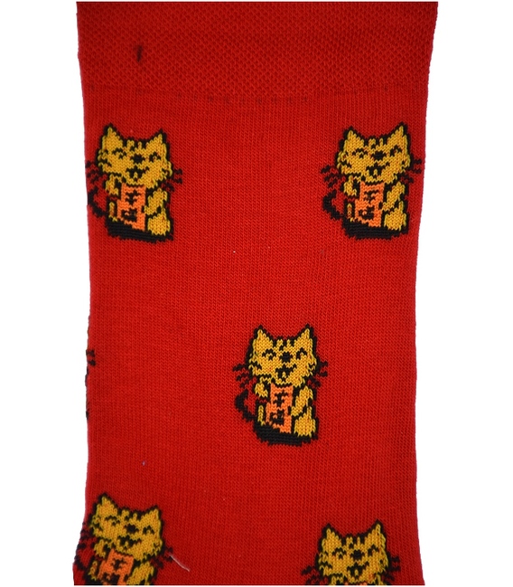 جوراب ساق دار بوم طرح گربه قرمز