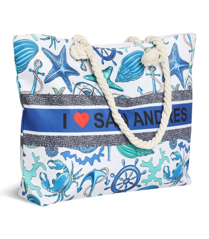 کیف ساحلی پارچه‌ای طرح I Love San Andres کد 15987