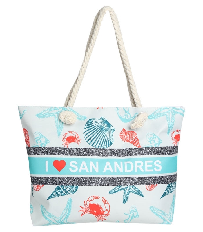 کیف ساحلی پارچه‌ای طرح I Love San Andres کد 15987