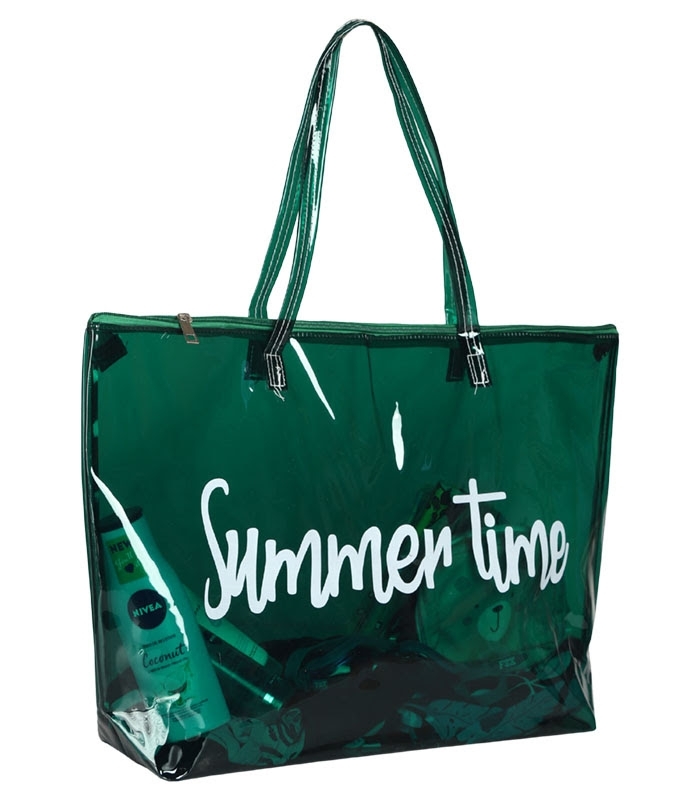 کیف استخری شفاف شبرنگ ضد آب طرح Summer Time کد 15417
