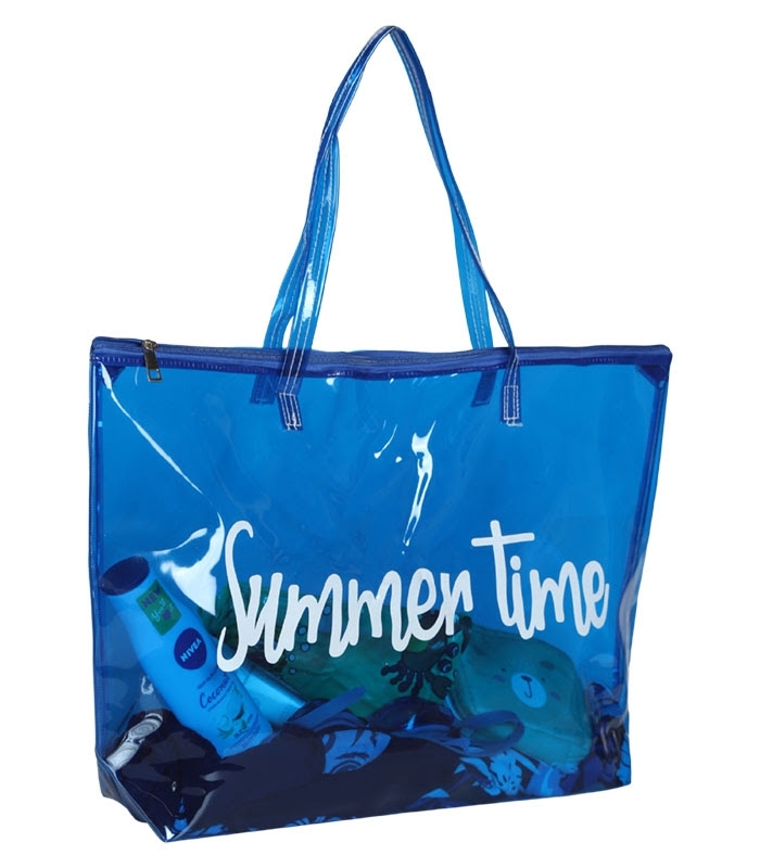 کیف استخری شفاف شبرنگ ضد آب طرح Summer Time کد 15417