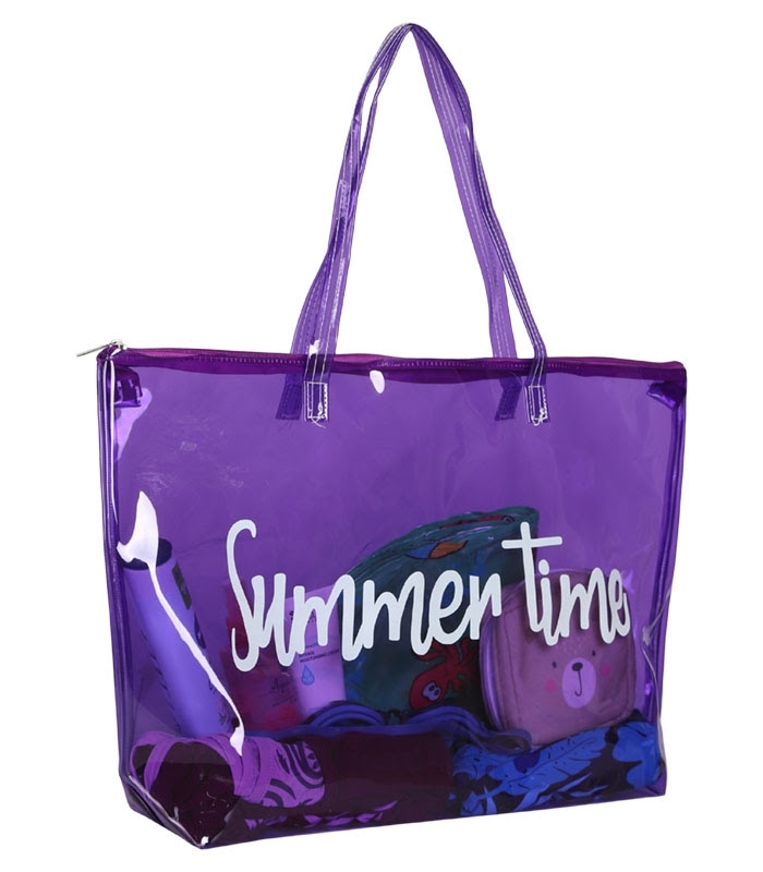 کیف استخری شفاف شبرنگ ضد آب طرح Summer Time کد 15417