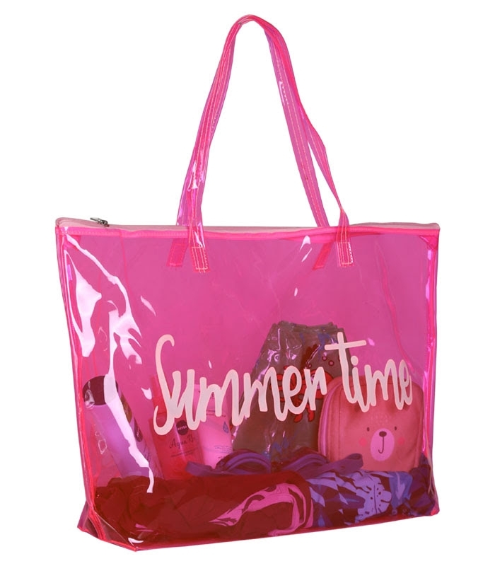 کیف استخری شفاف شبرنگ ضد آب طرح Summer Time کد 15417