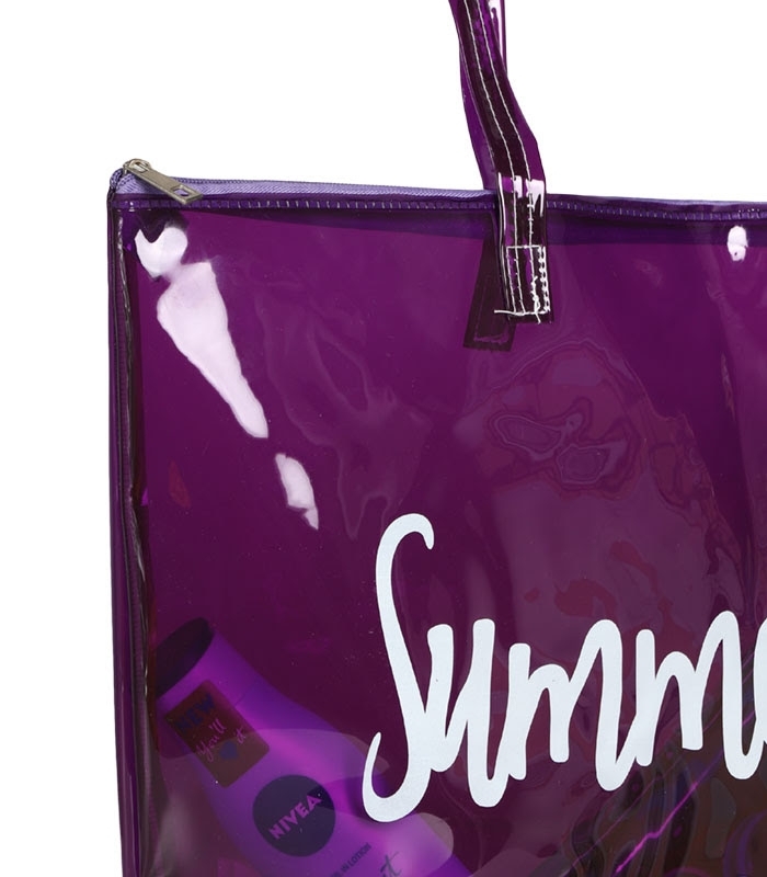 کیف استخری شفاف شبرنگ ضد آب طرح Summer Time کد 15417