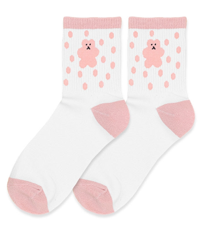 جوراب نیم ساق کش انگلیسی Moxiao ماکسیو طرح خرس صورتی