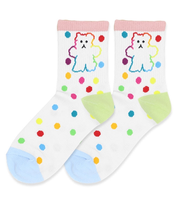 جوراب نیم ساق کش انگلیسی Moxiao ماکسیو طرح خرس رنگی