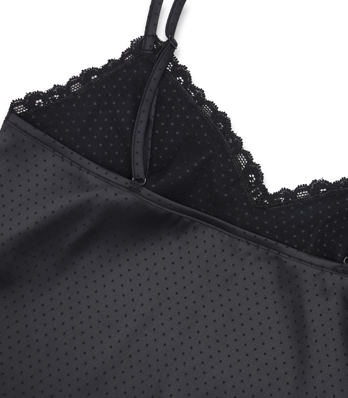ست شورتک و تاپ ساتن Neev نیو کد Polka مشکی Black