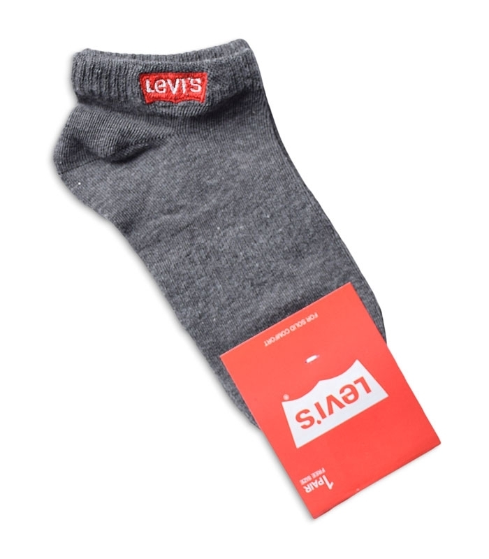 جوراب مچی گلدوزی طرح Levi's خاکستری