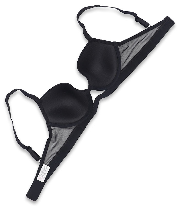 سوتین Neev نیو کاپدار فنردار میکروفایبر و دانتل نگین دار کد Hira مشکی Black