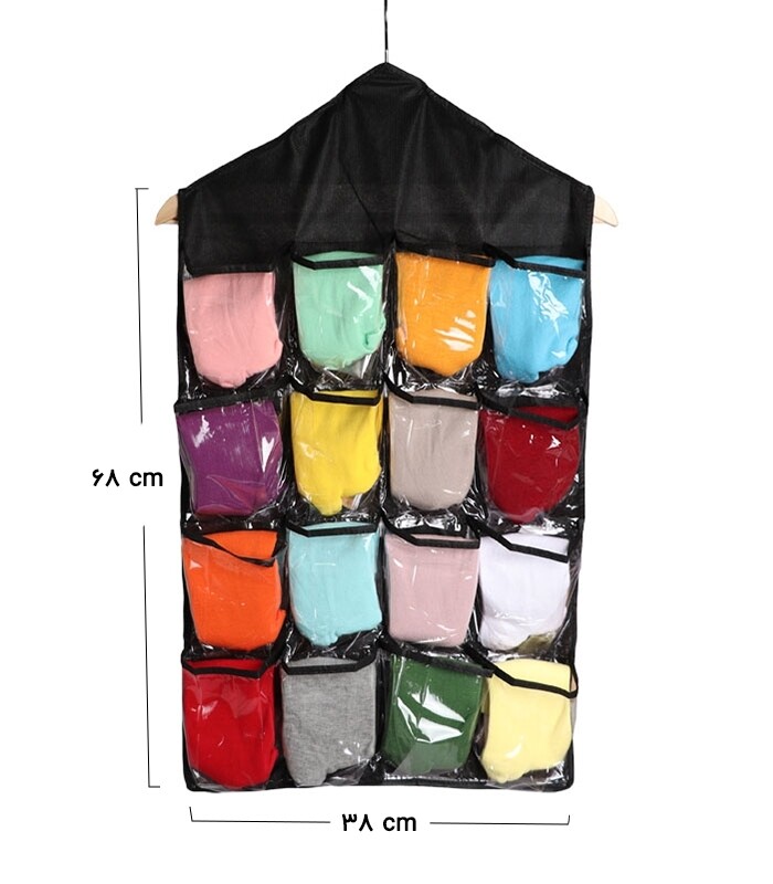 نظم دهنده جوراب آویزی کد 356 ابعاد 38×68 سانتی متر - 16 جیب