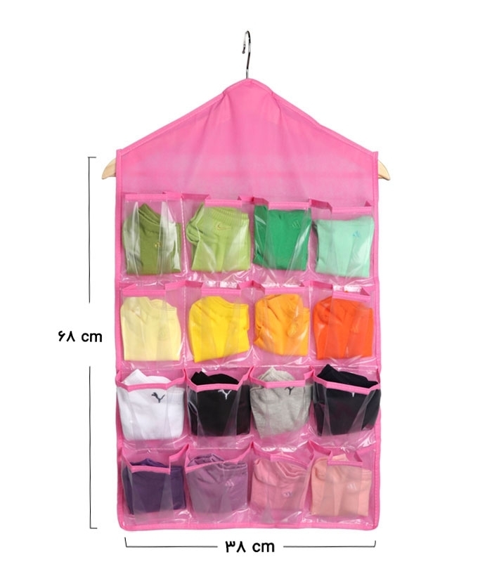 نظم دهنده جوراب آویزی کد 356 ابعاد 38×68 سانتی متر - 16 جیب