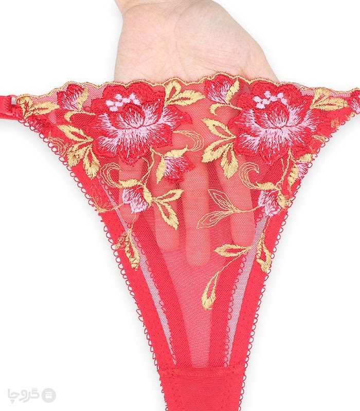 ست شورت و سوتین توری فنردار Jina ژینا گلدوزی طرح 2 کد 1007