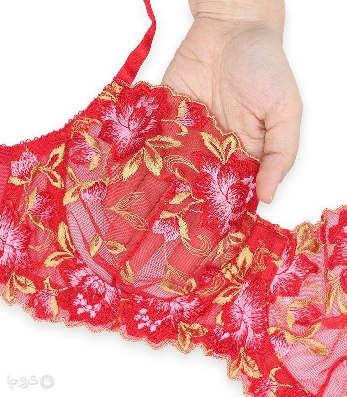 ست شورت و سوتین توری فنردار Jina ژینا گلدوزی طرح 2 کد 1007