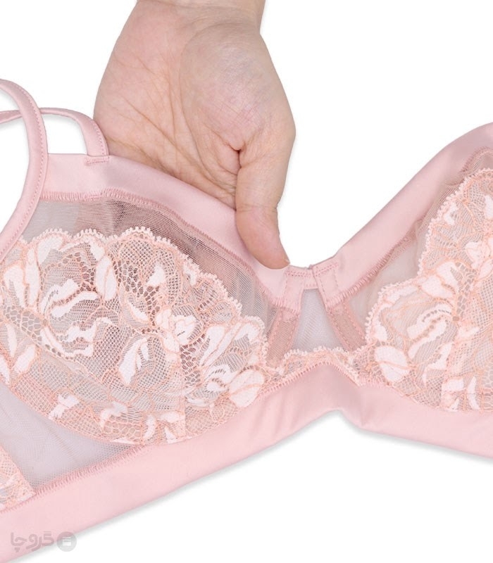 سوتین Neev نیو ساتن و دانتل فنردار کد Peony صورتی روشن