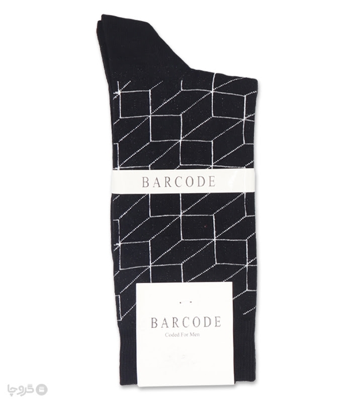 جوراب ساقدار مردانه Barcode بارکد طرح مکعب سه بعدی