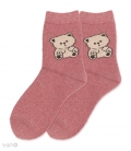 جوراب پشمی حوله‌ای ساقدار طرح خرس