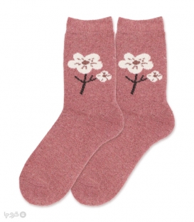 جوراب پشمی حوله‌ای ساقدار Coco & Hana طرح شاخه گل