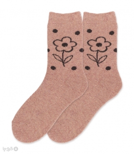 جوراب پشمی حوله‌ای ساقدار Coco & Hana طرح خالخالی و گل