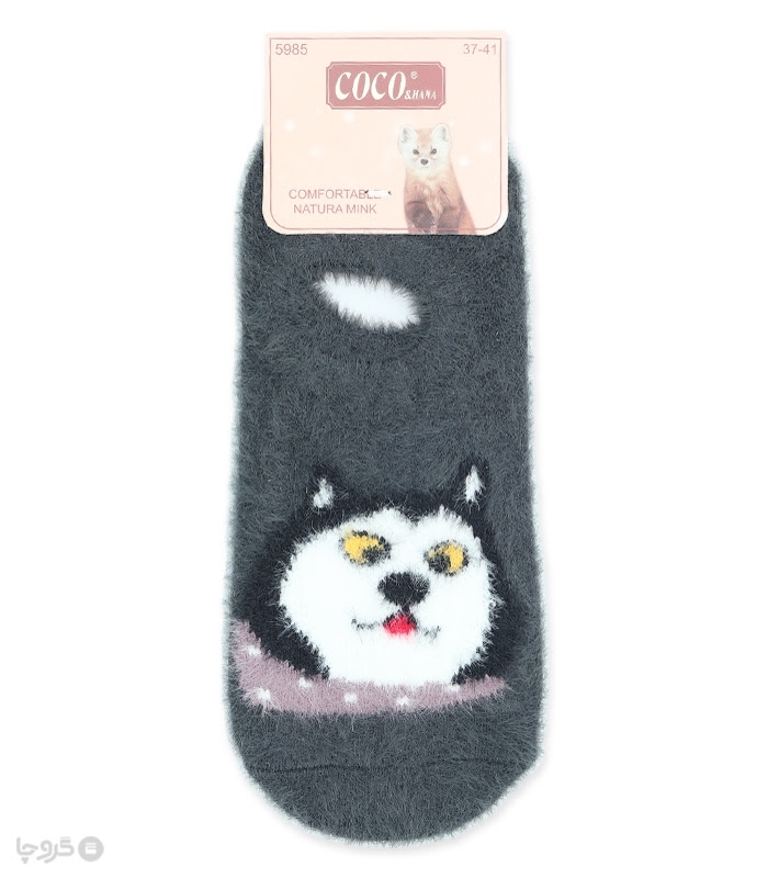 جوراب موهر کالج Coco & Hana طرح سگ هاسکی