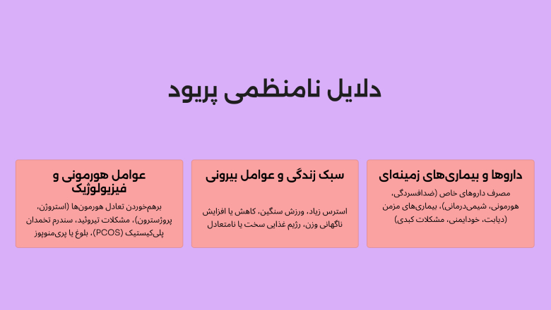 پریود نامنظم می‌تواند بازتابی از تغییرات هورمونی یا مشکلاتی در سلامتی کلی باشد.