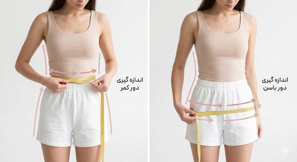 نحوه اندازه گیری دور کمر و باسن برای انتخاب سایز شورتکس زنانه