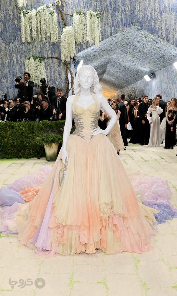 Blake Lively mannequin-style Met Gala 2026 fashion portrait in glamorous evening gown