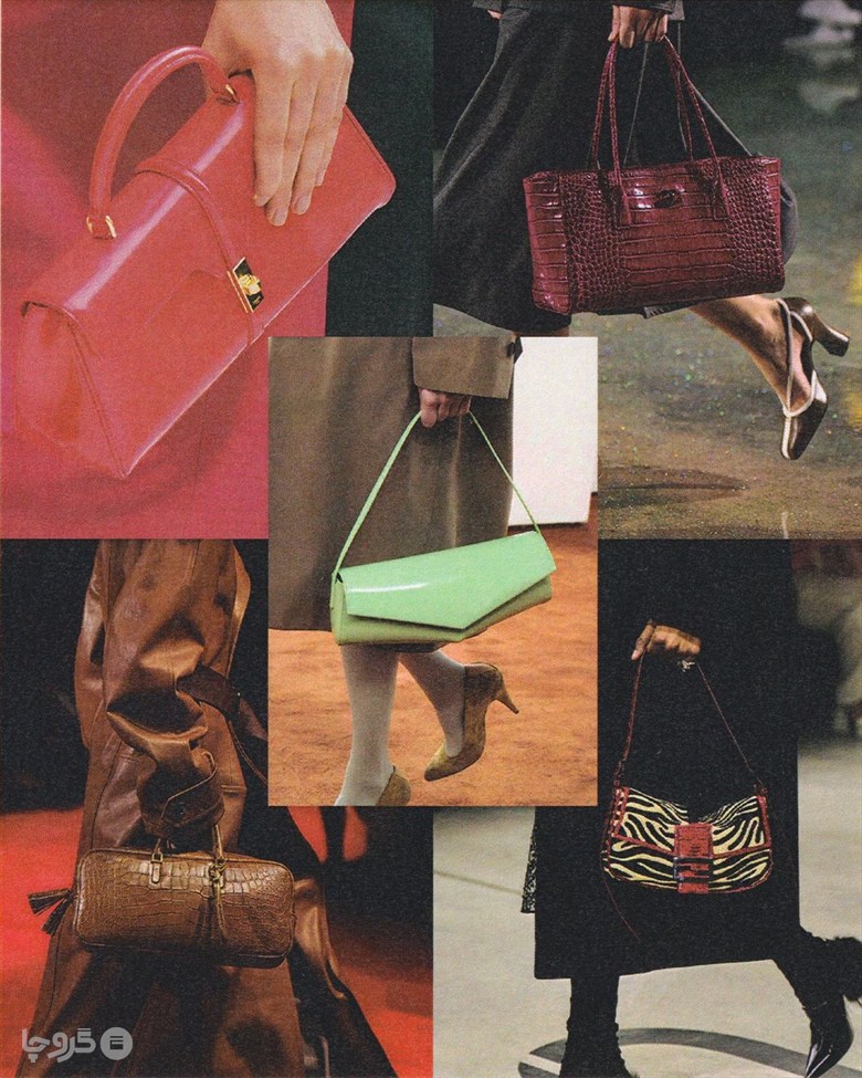 کیف افقی یا East-West در مجموعه های Celine، Bottega Veneta، Jil Sander، Chanel و Fendi؛ کلاژ: Vogue.