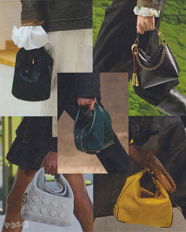 کیف هلالی یا Half-Moon در مجموعه های Polo Ralph Lauren، Dior، Stella McCartney، Louis Vuitton و Tod's؛ کلاژ: Vogue.