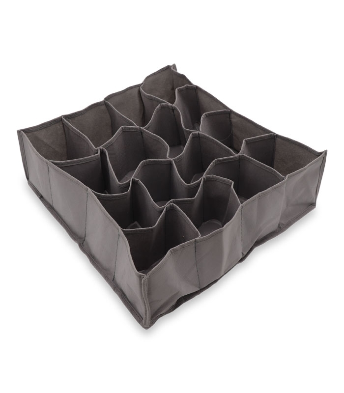 خرید عمده  نظم دهنده کشو کد 365 ابعاد 11×34×34 سانتی متر خاکستری - 16 جیب - بسته 12 عددی