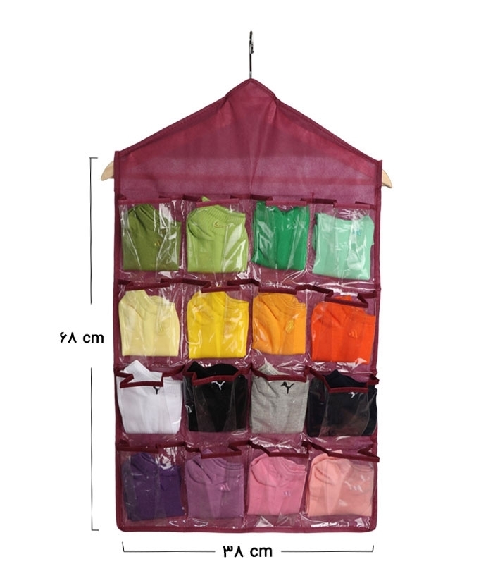 خرید عمده  نظم دهنده جوراب آویزی کد 356 ابعاد 38×68 سانتی متر - بسته 12 عددی