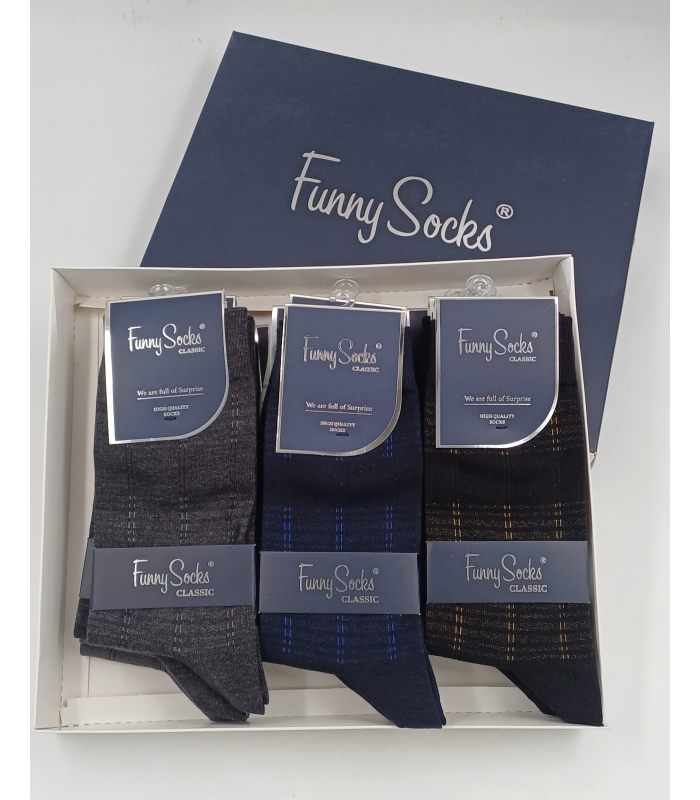 خرید عمده پک جوراب ساقدار مردانه Funny Socks فانی ساکس کد 65108 - جعبه 12 عددی